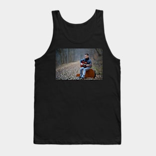 Guitarist singing outdoor in the forest Tank Top